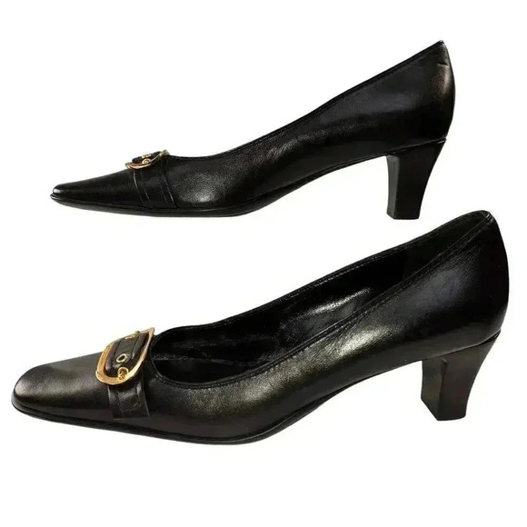 St. John Women’s Black Gold Buckle Classic Elegant Pumps‎ Size 5.5 - Picture 3 of 7